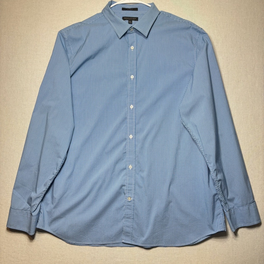 Banana Republic Mens Slim Flex Fit Tech Stretch Cotton Gingham Dress‎ Shirt XXL